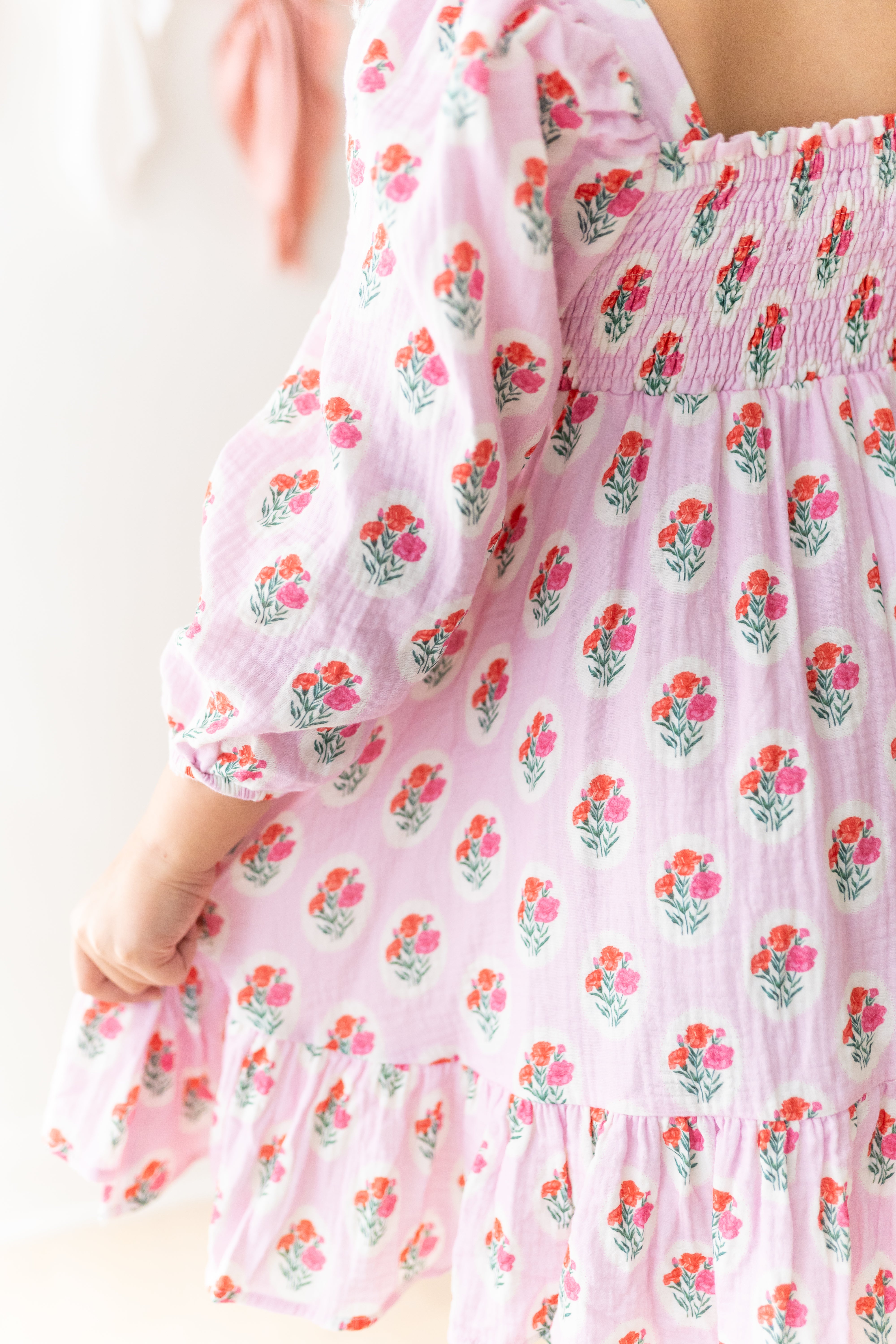 Puff Sleeve Gauze Dress - Berry Sweet