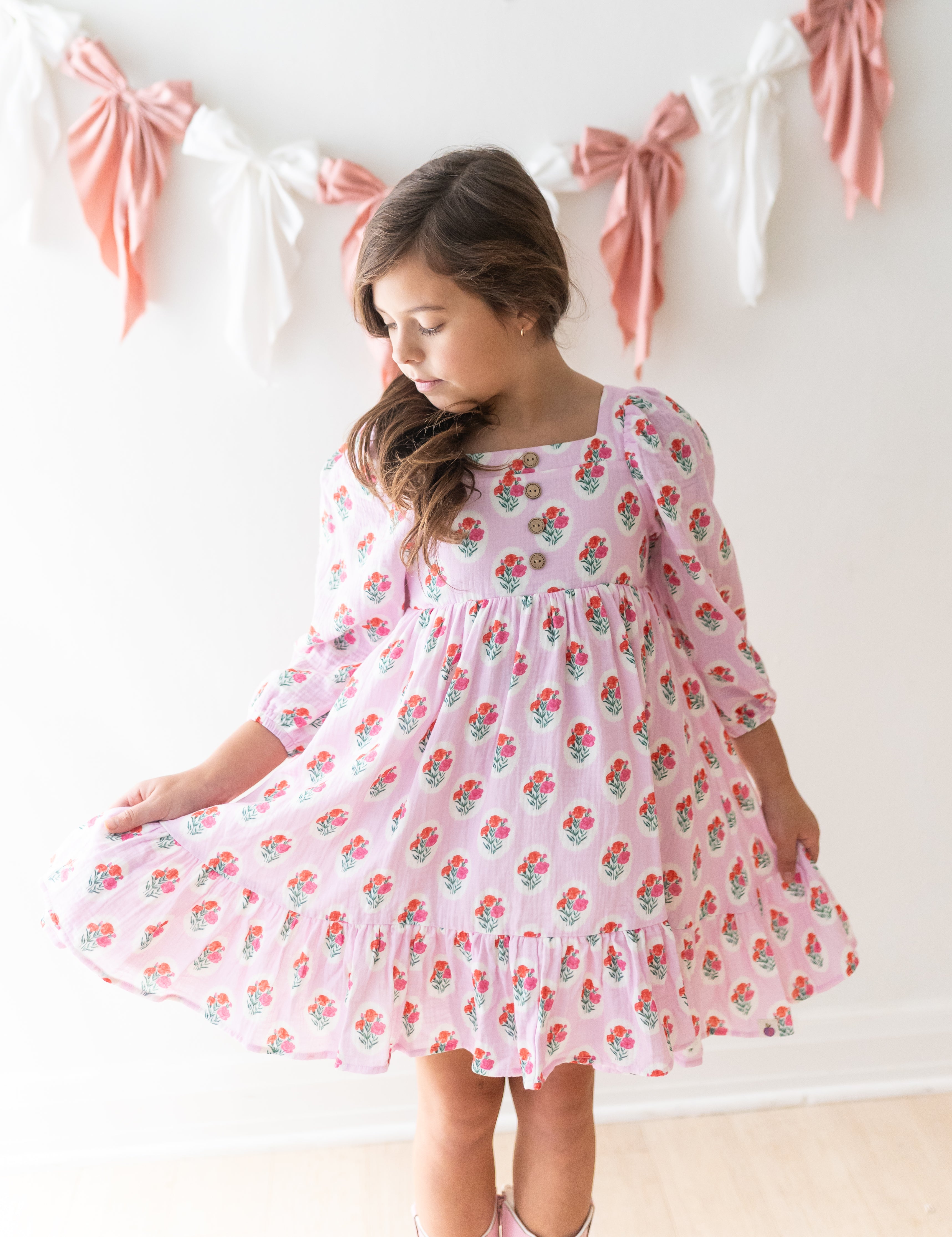 Puff Sleeve Gauze Dress - Berry Sweet
