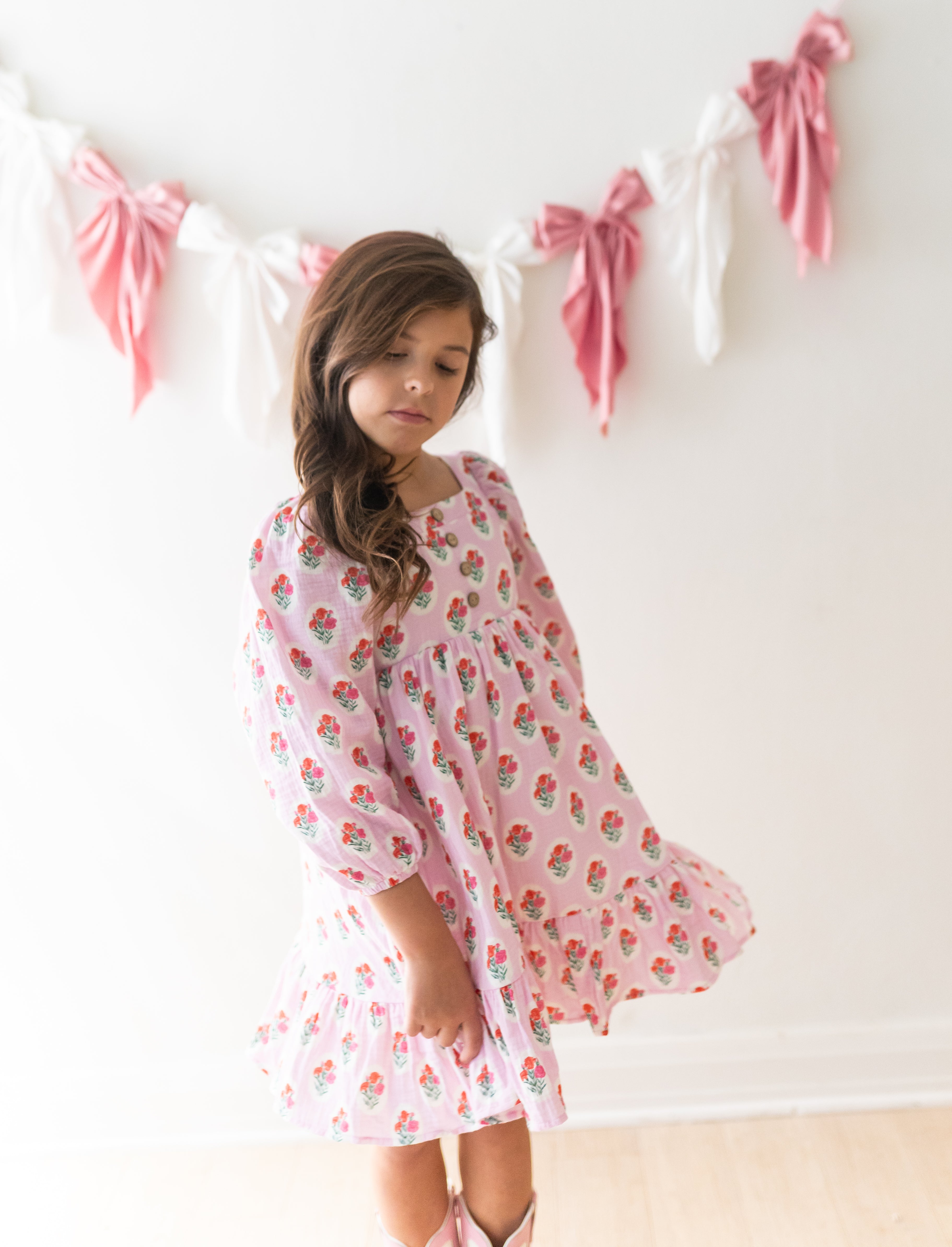 Puff Sleeve Gauze Dress - Berry Sweet