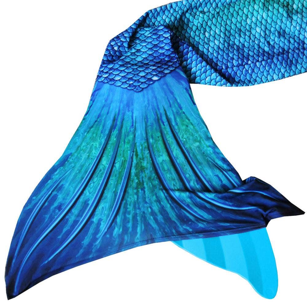 Blue Lagoon Mermaid Tail + Monofin Set clothing for kids, girls, teens, and women (pool toy): L - Child 8/10