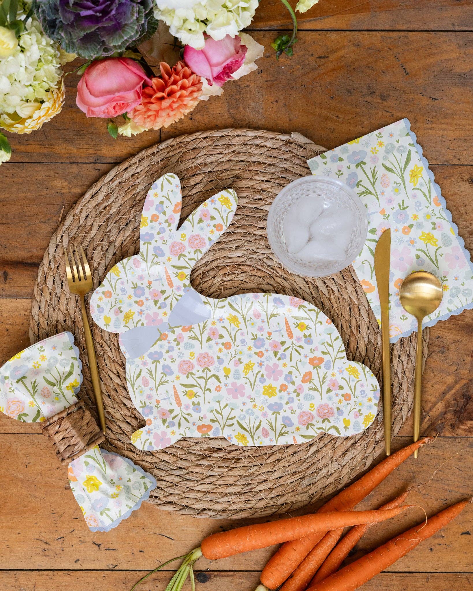 Floral Bunny Plate - 8 PK