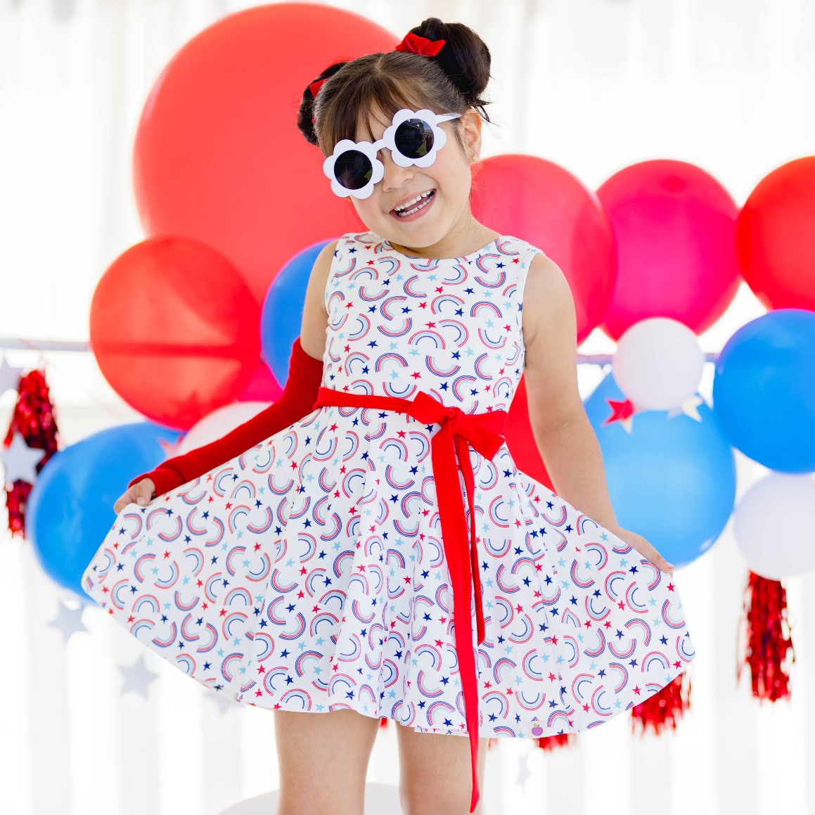 Gabby Knit Dress - Patriotic Rainbow