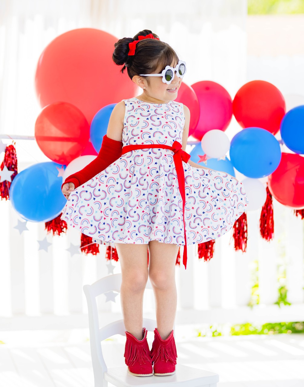 Gabby Knit Dress - Patriotic Rainbow