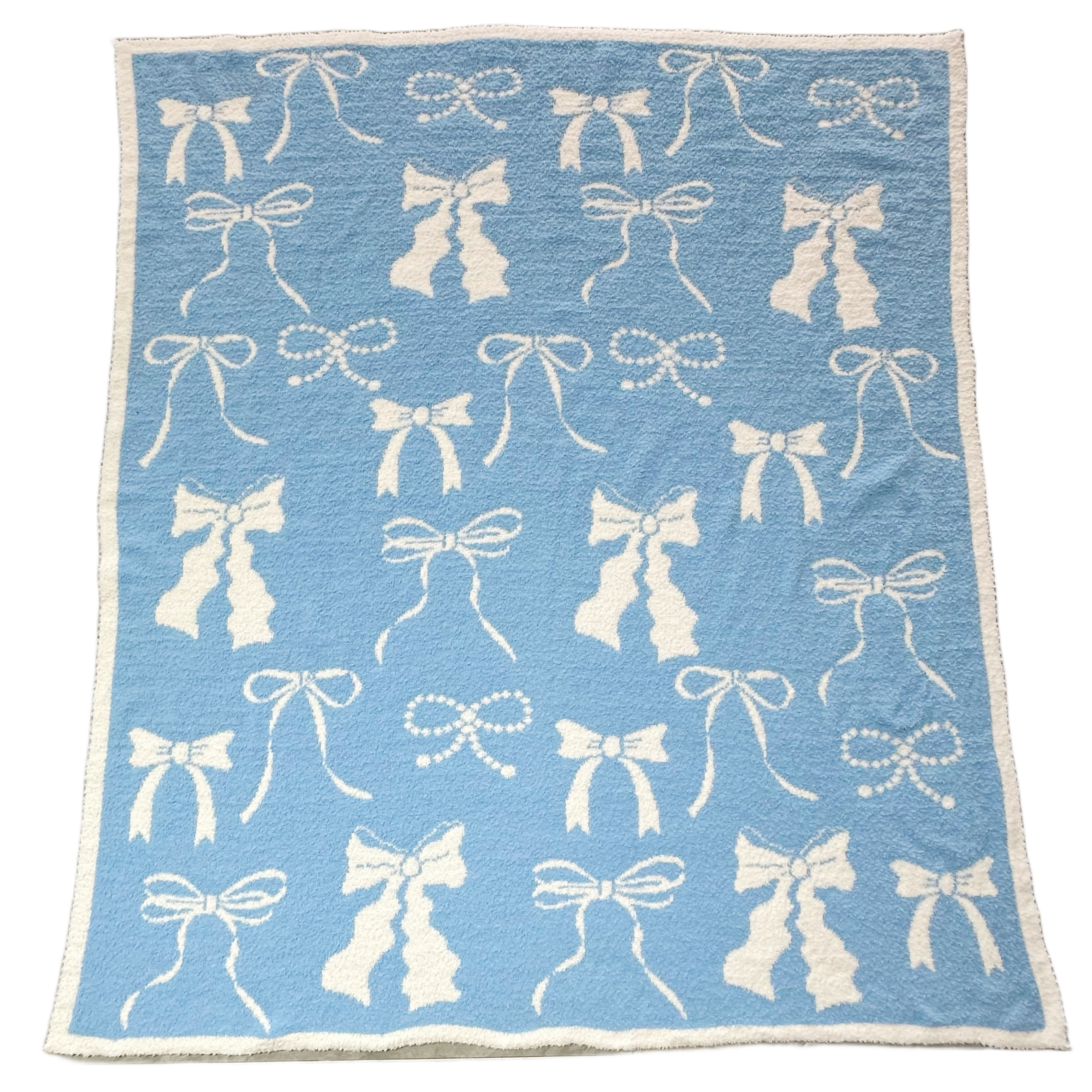 Cozy Blue Bow Luxury Throw Blanket