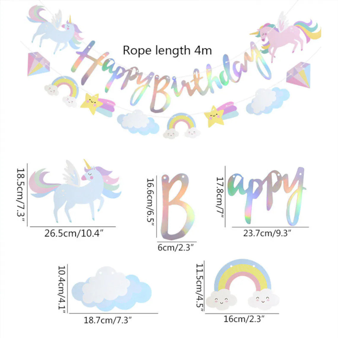 Unicorn Iridescent Birthday Garland