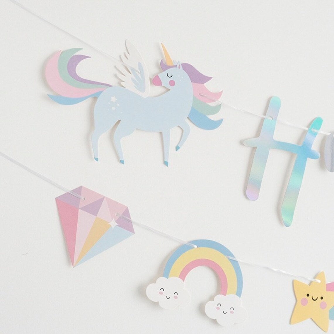 Unicorn Iridescent Birthday Garland