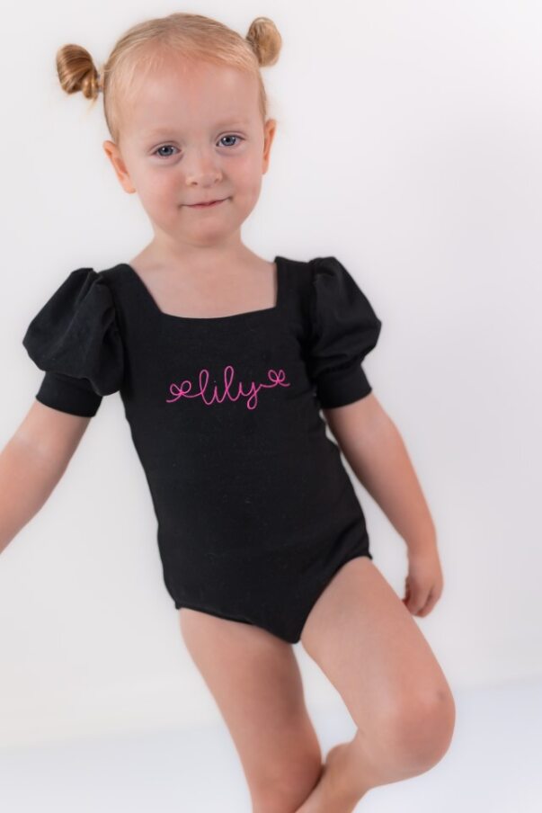 Puff Sleeve Leotard - Black Magic