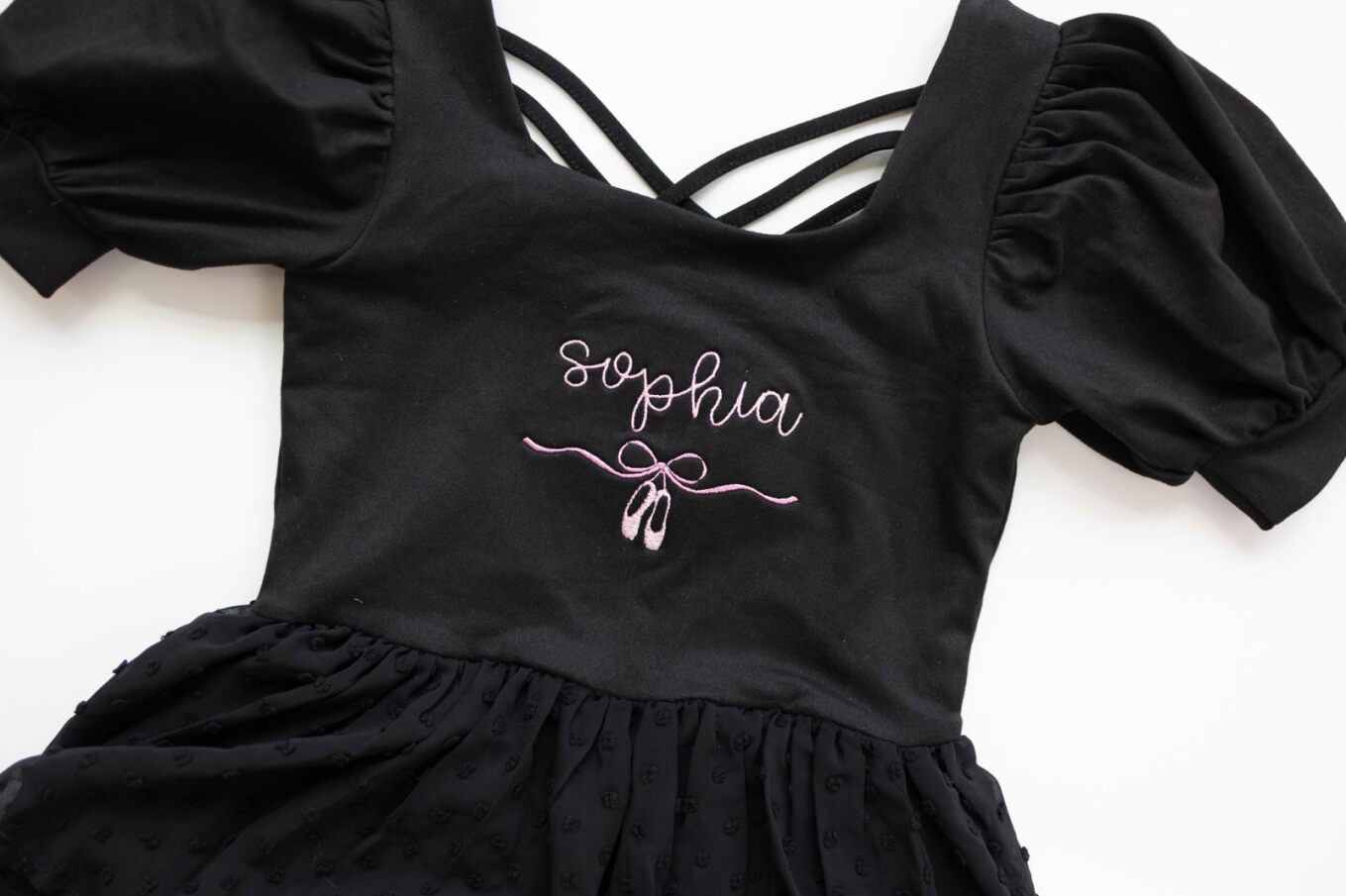 Puff Sleeve Skirted Leotard - Noir Nights