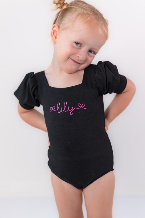 Puff Sleeve Leotard - Black Magic