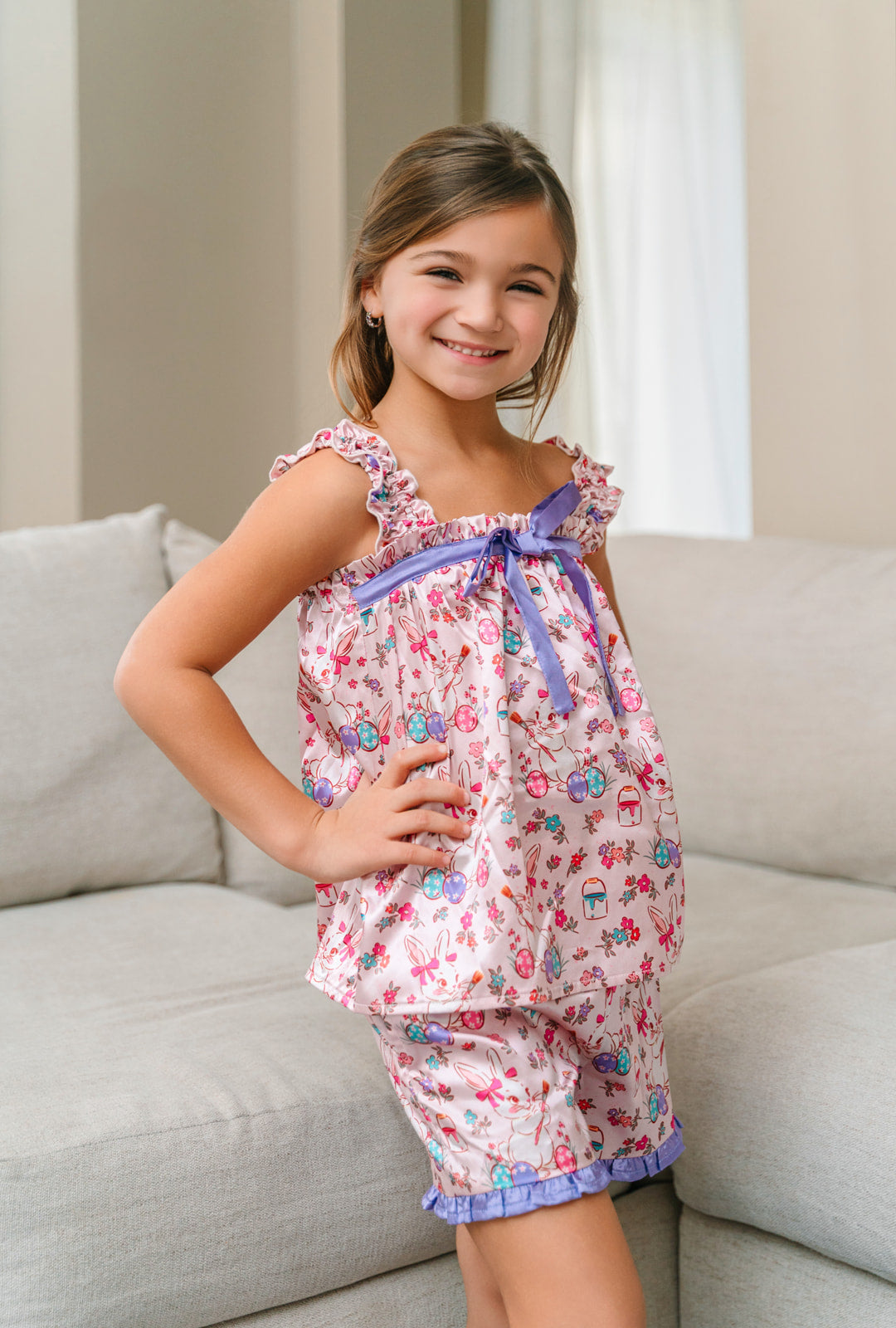Satin Loungewear Set - Painted Egg Parade