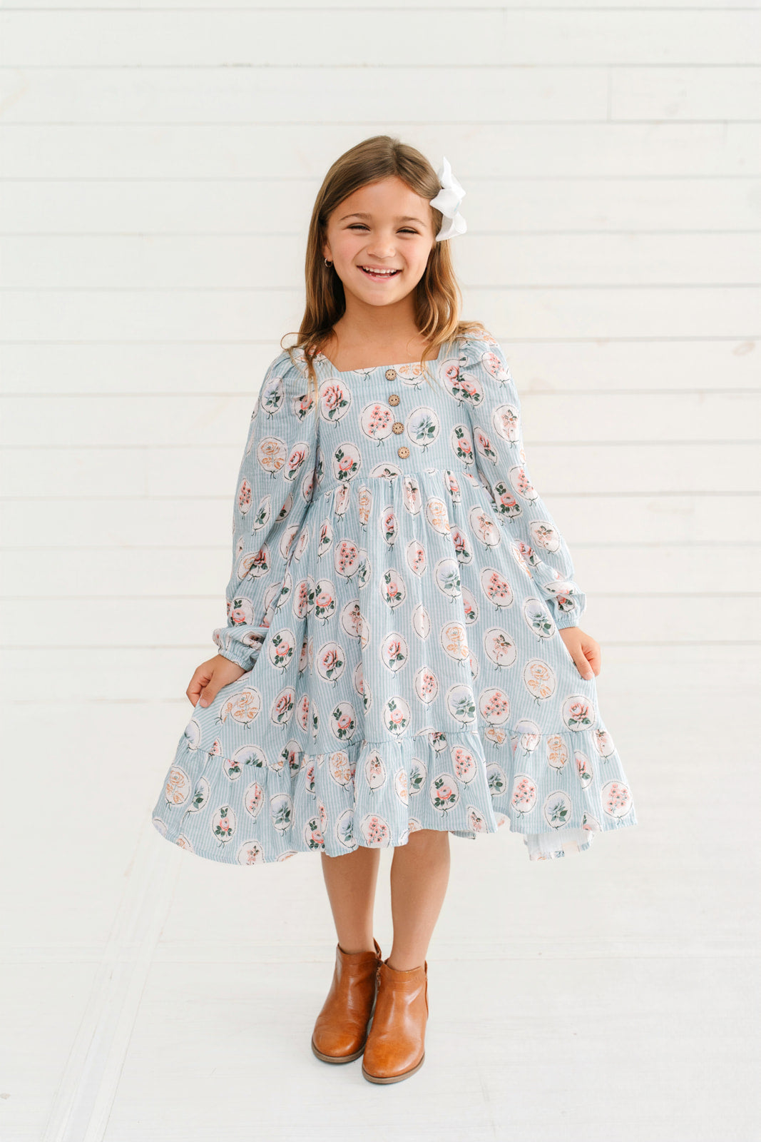 Puff Sleeve Gauze Dress - Tea Garden