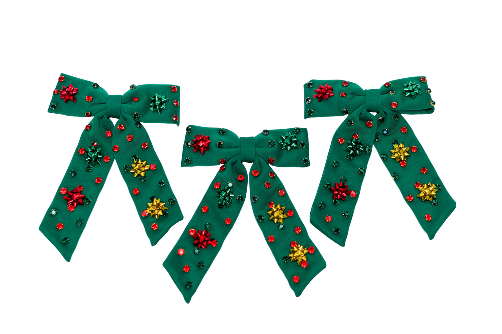 Beaded Hair Bow - Yuletide Shine