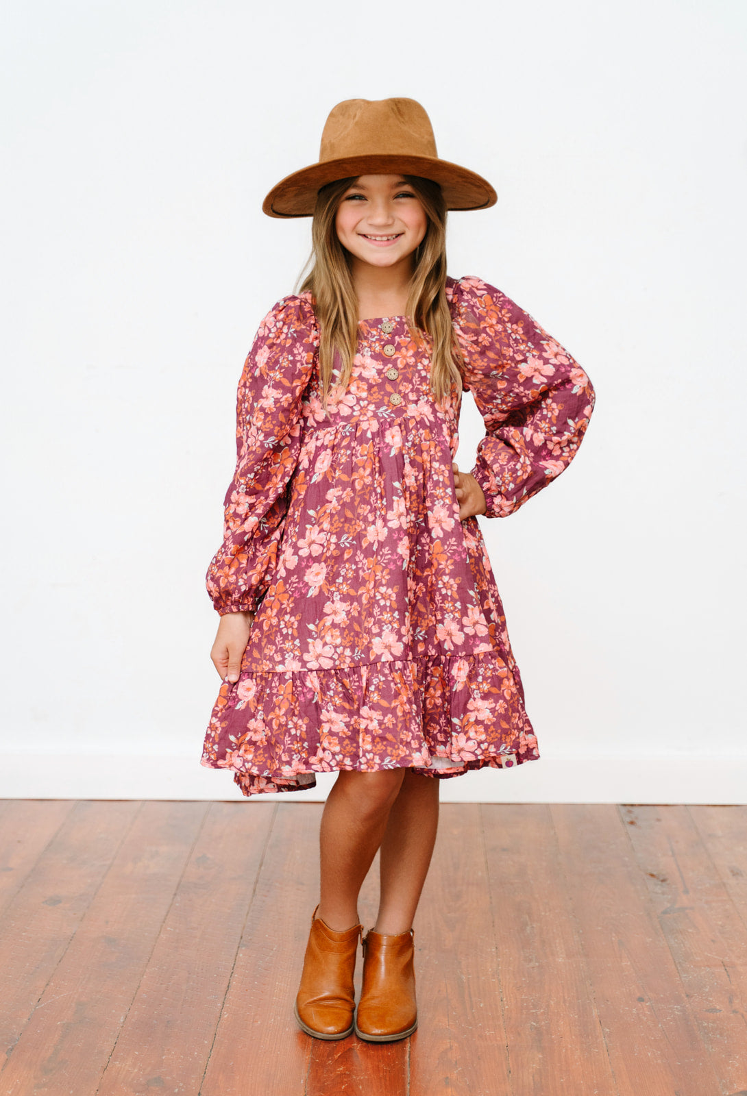 Puff Sleeve Gauze Dress - Floral Sonata