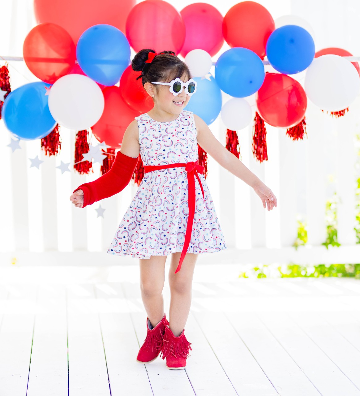 Gabby Knit Dress - Patriotic Rainbow