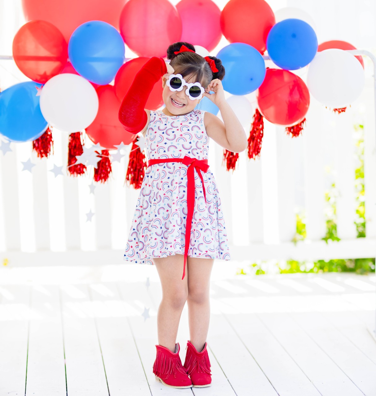 Gabby Knit Dress - Patriotic Rainbow