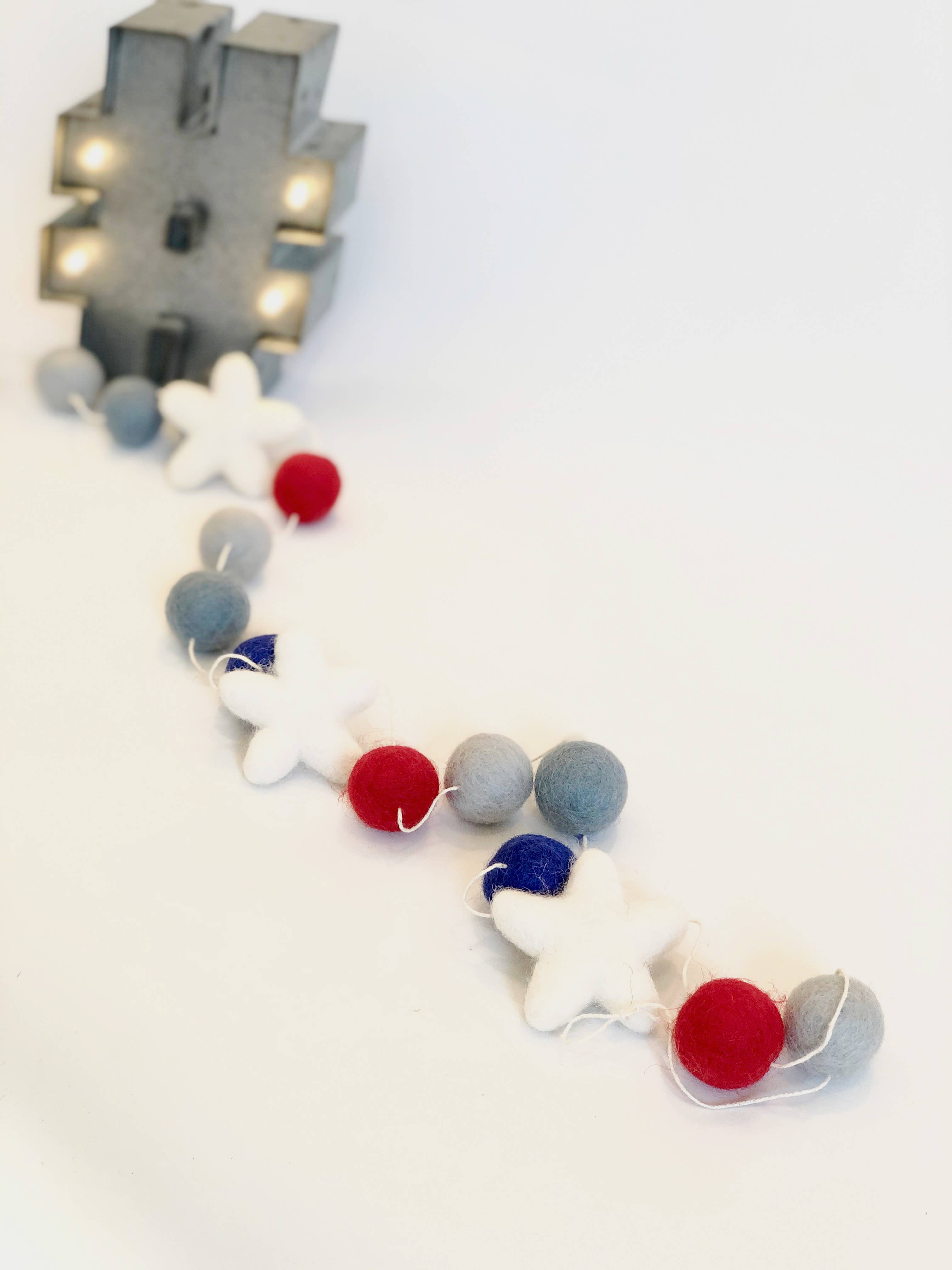 Wool Felt Ball Garland - Patriotic