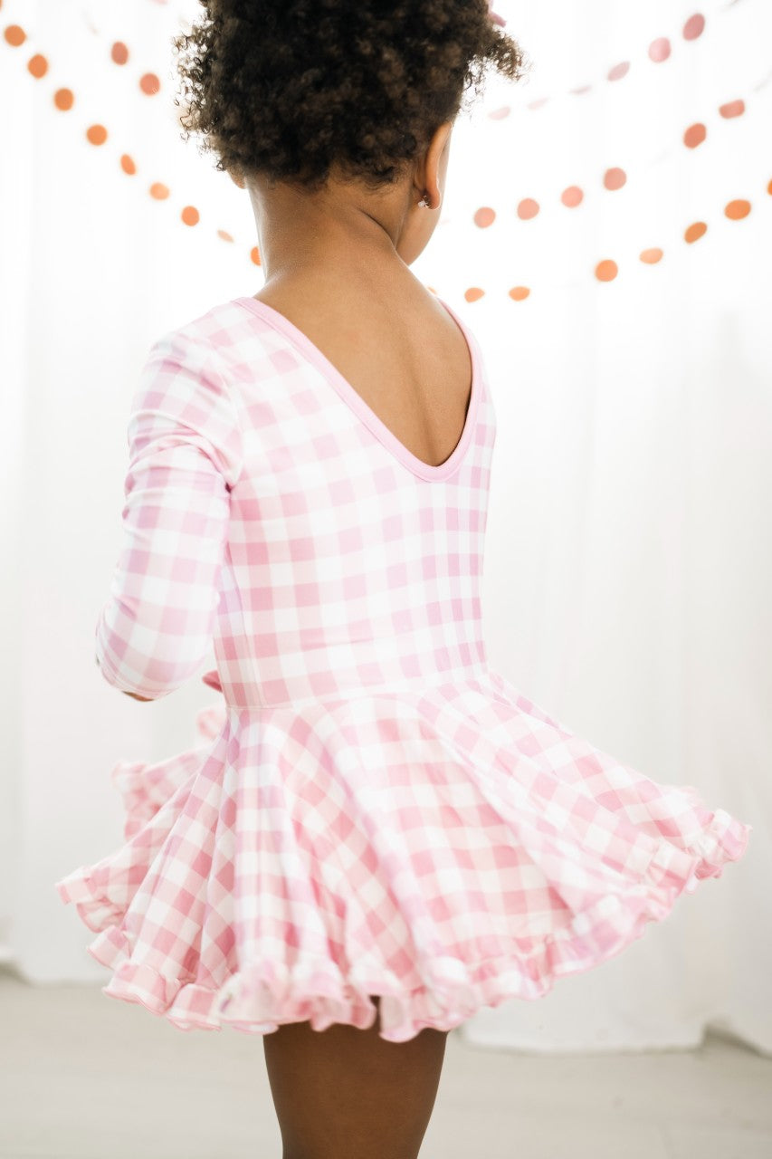 Farrah Leotard - Blush Gingham (Final Sale)