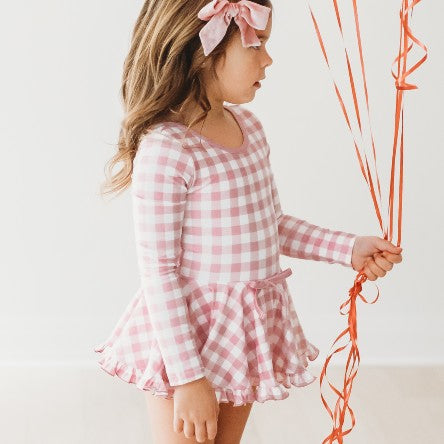 Farrah Leotard - Blush Gingham (Final Sale)