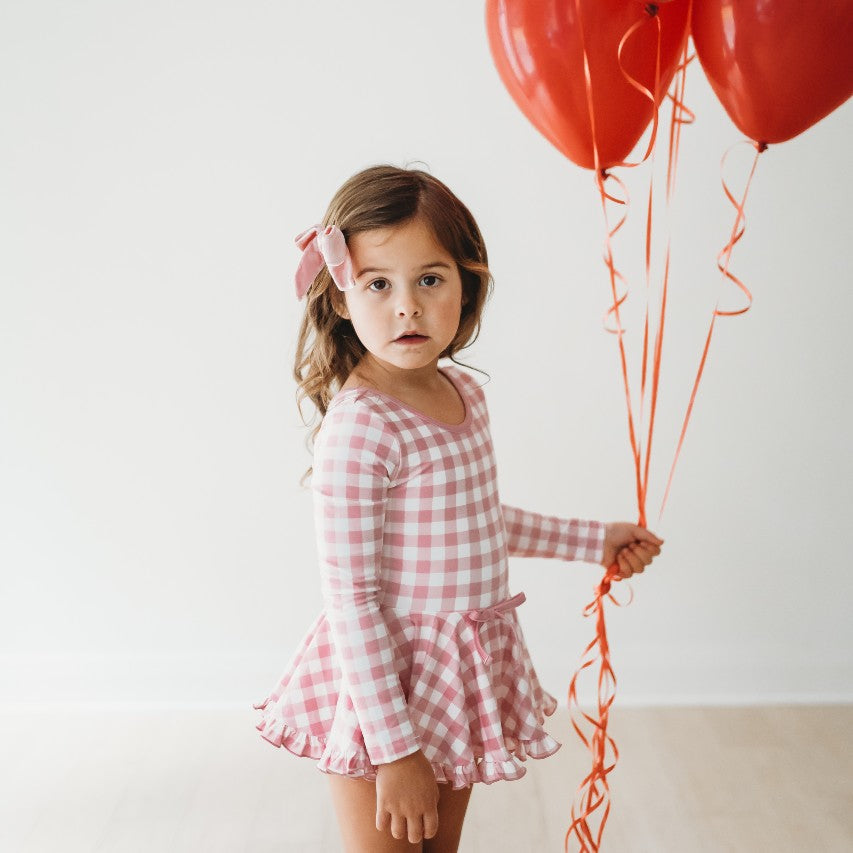 Farrah Leotard - Blush Gingham (Final Sale)