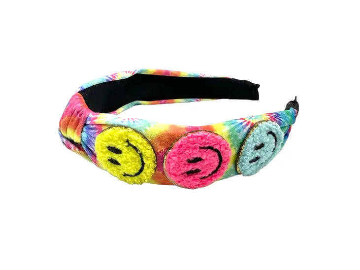 Knot Headband - Varsity Tie Dye Smiley