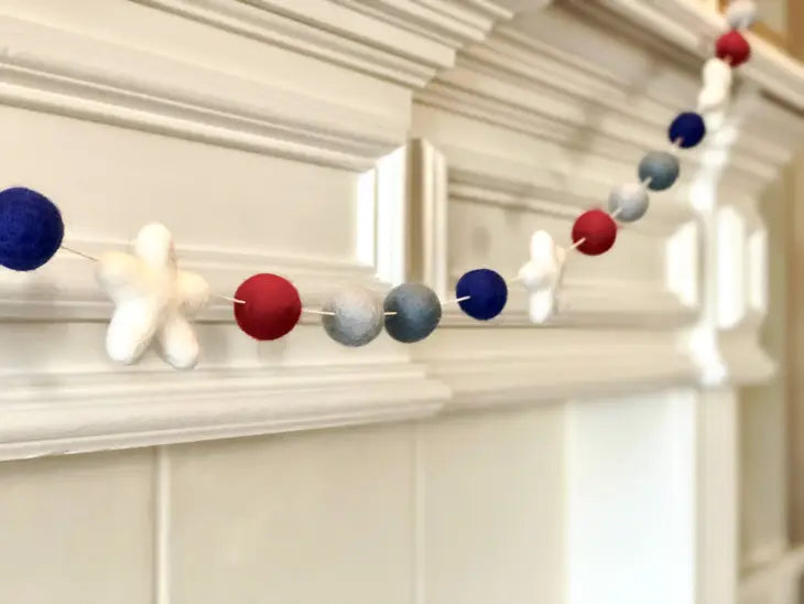 Wool Felt Ball Garland - Patriotic