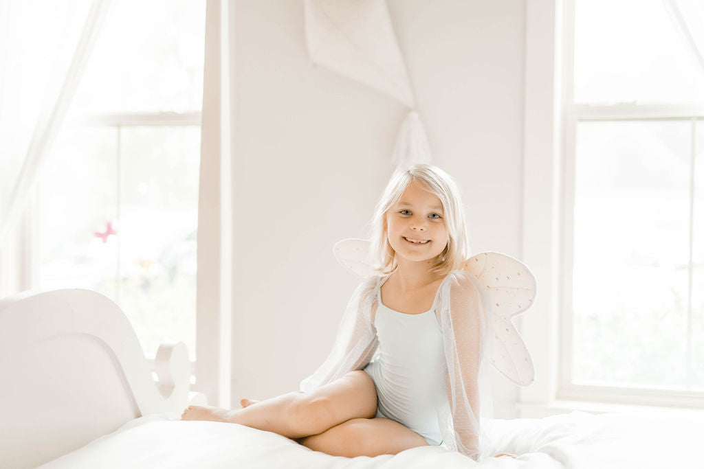 Mesh Long Sleeve Leotard - Baby Blue