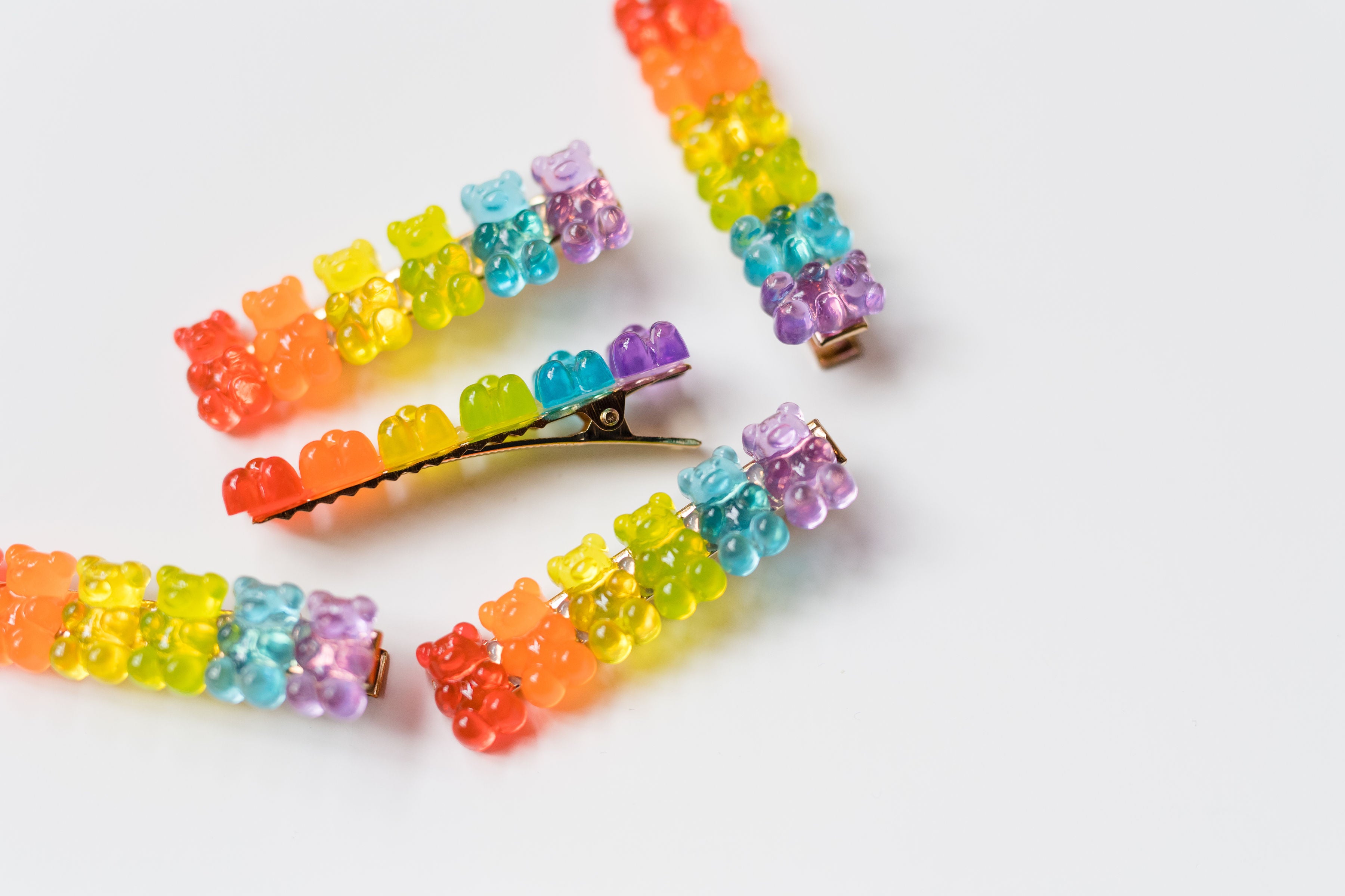 Hair Clip Set - Rainbow Gummy Bear