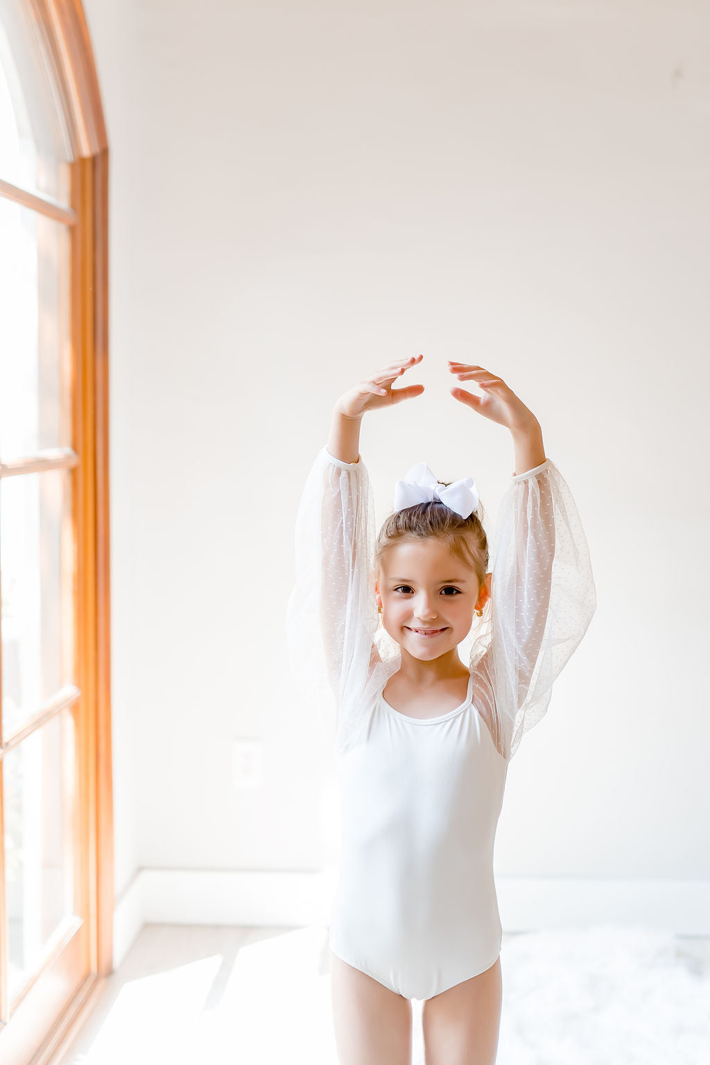 Mesh Long Sleeve Leotard - Marshmellow