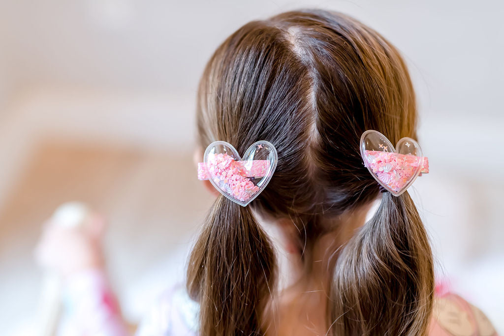 Shaker Hair Clip Set - Pink Heart