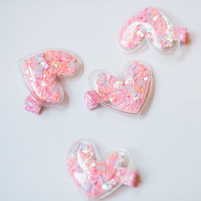 Shaker Hair Clip Set - Pink Heart