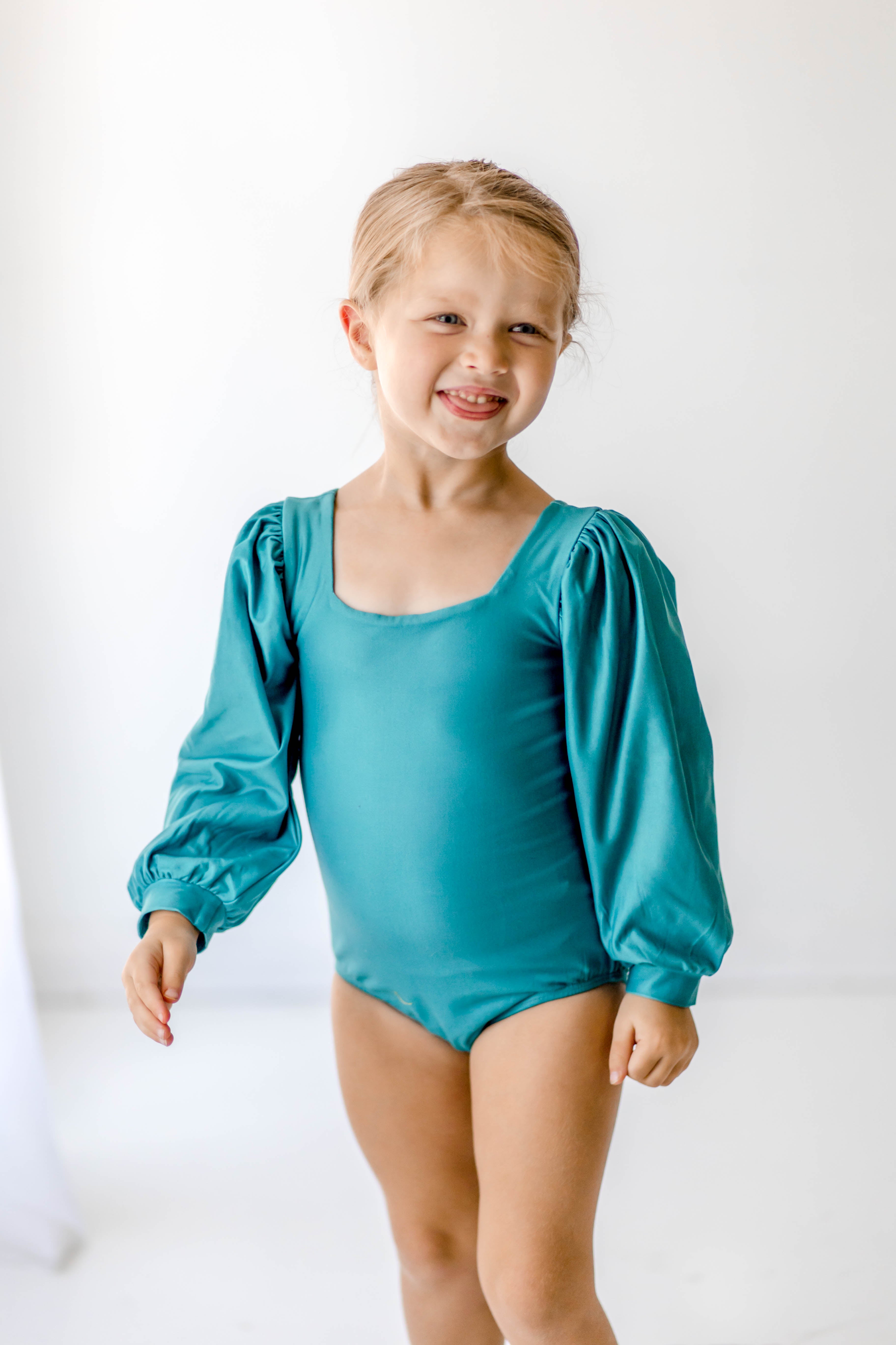 Puff Sleeve Leotard - Peacock