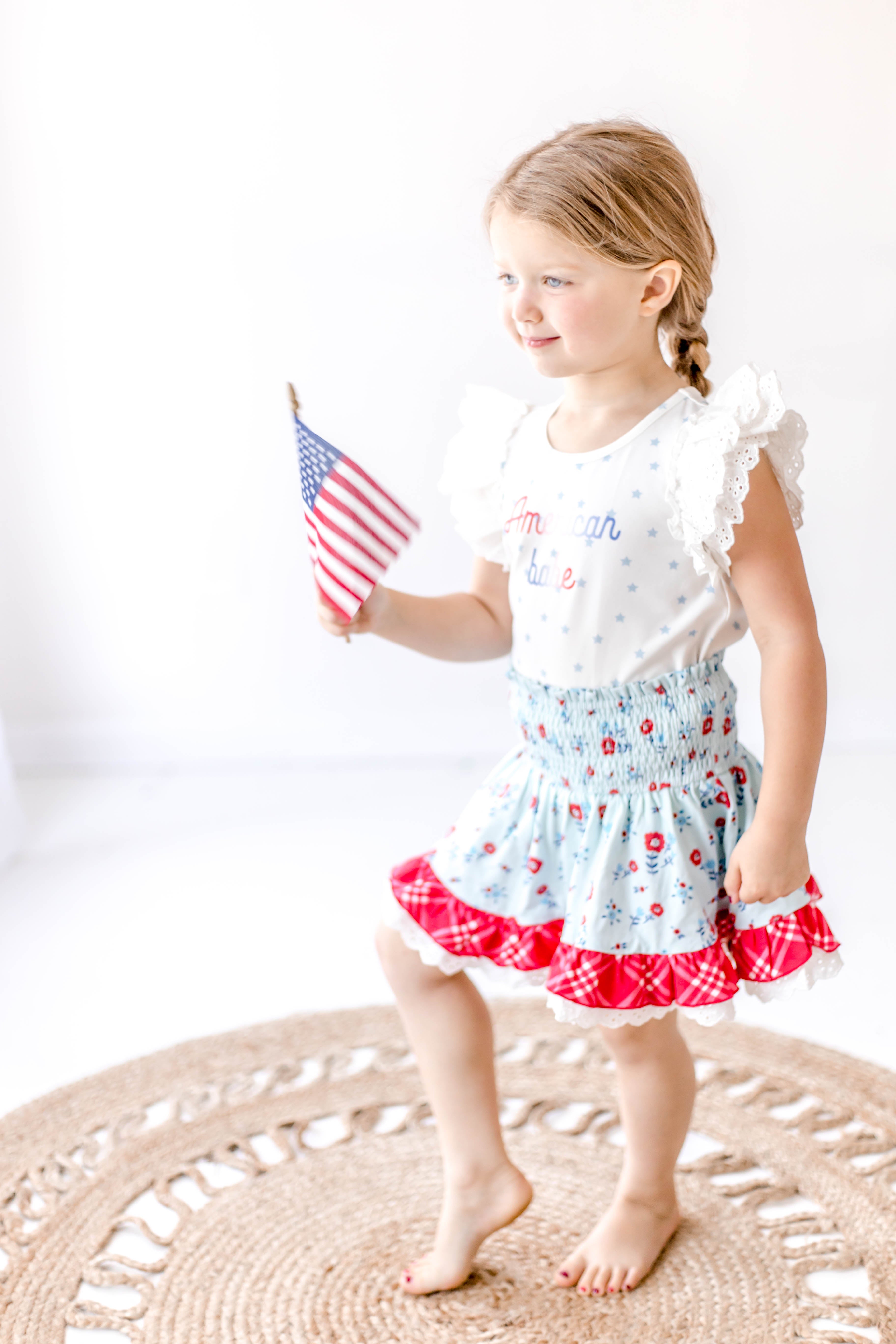 Vintage Eyelet Tee - American Babe Ombre Star