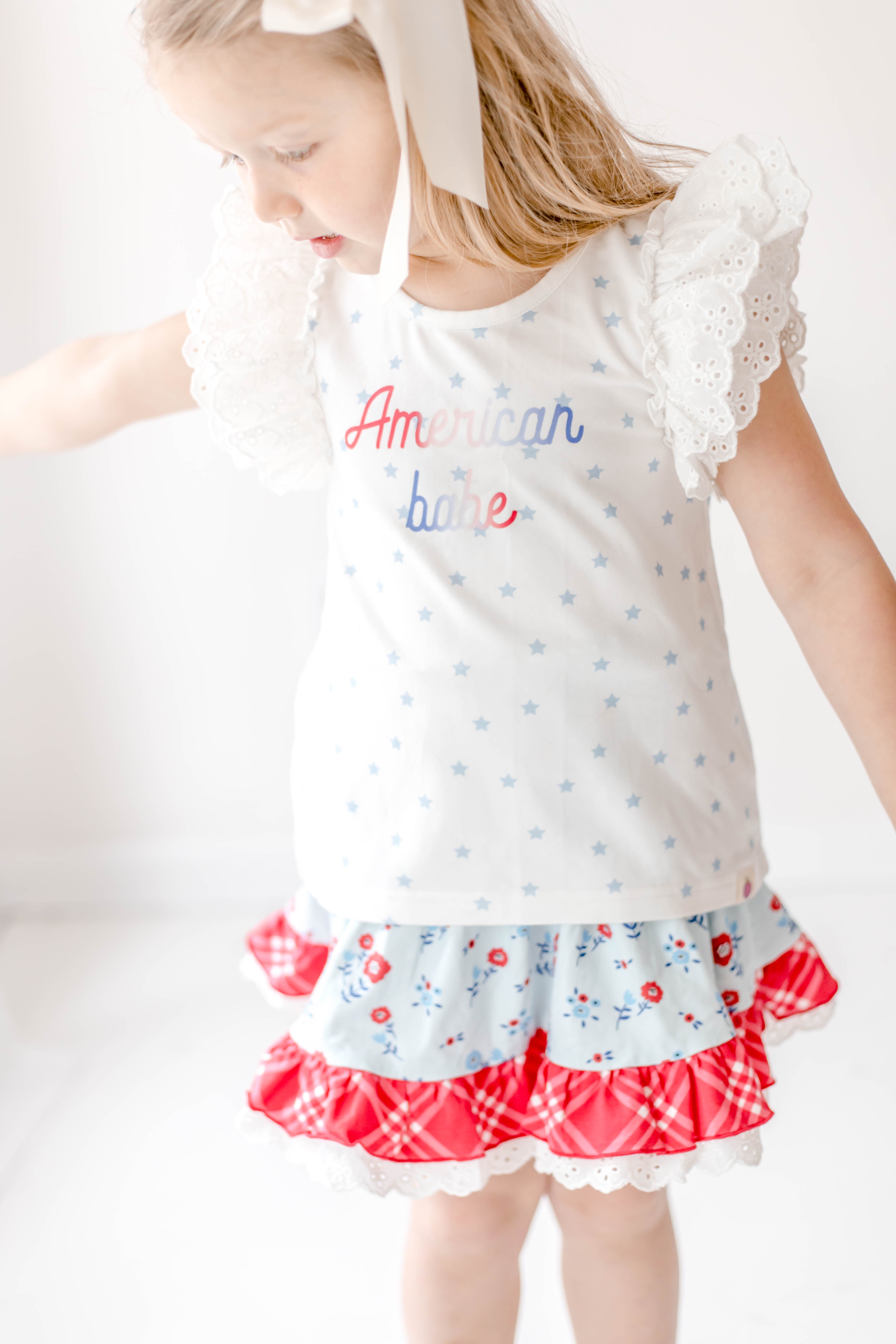 Vintage Eyelet Tee - American Babe Ombre Star