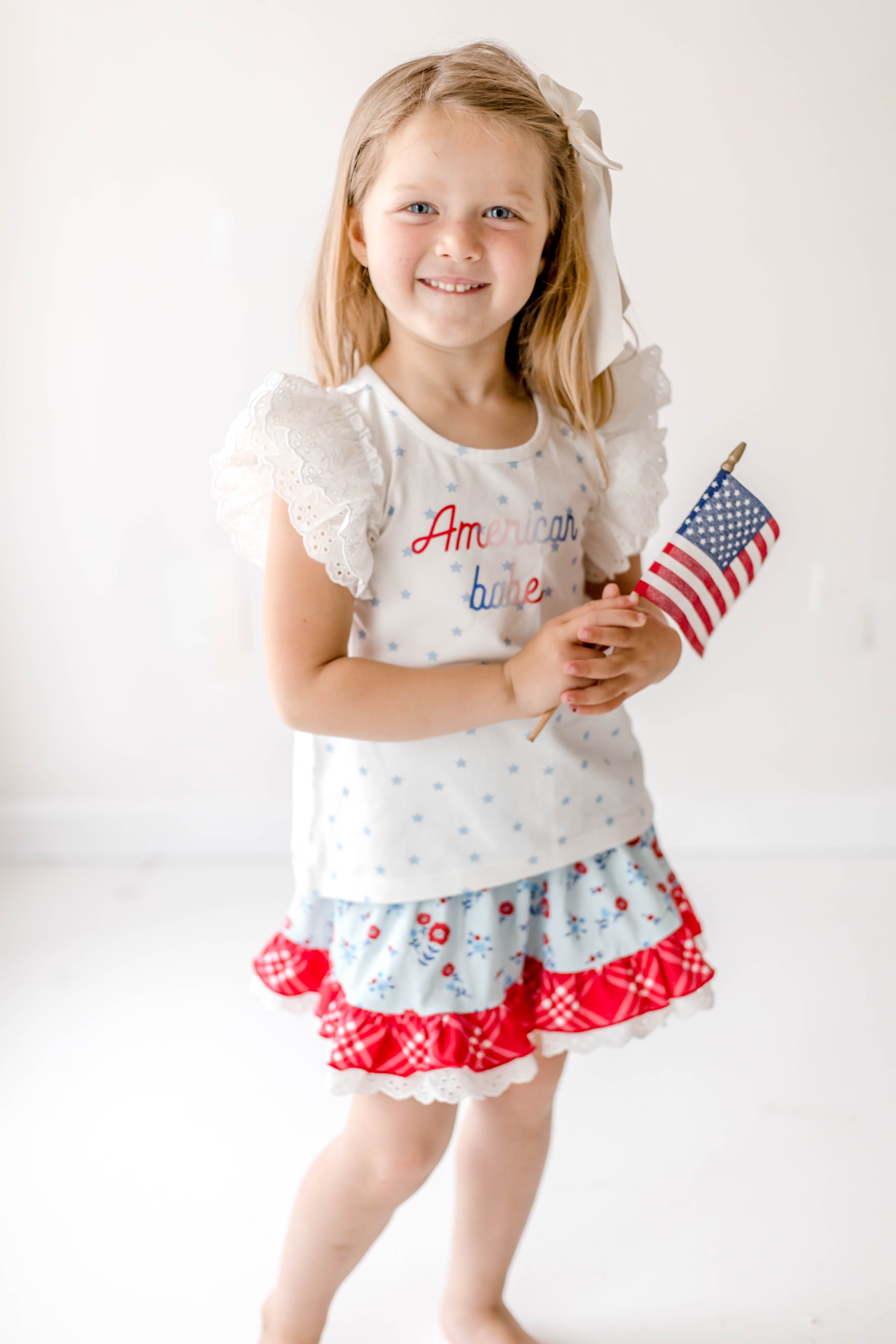 Vintage Eyelet Tee - American Babe Ombre Star