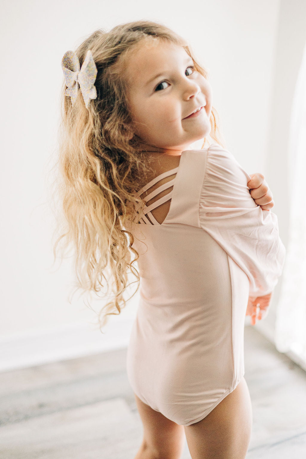 Puff Sleeve Leotard - Pink Bliss (Long Sleeve)