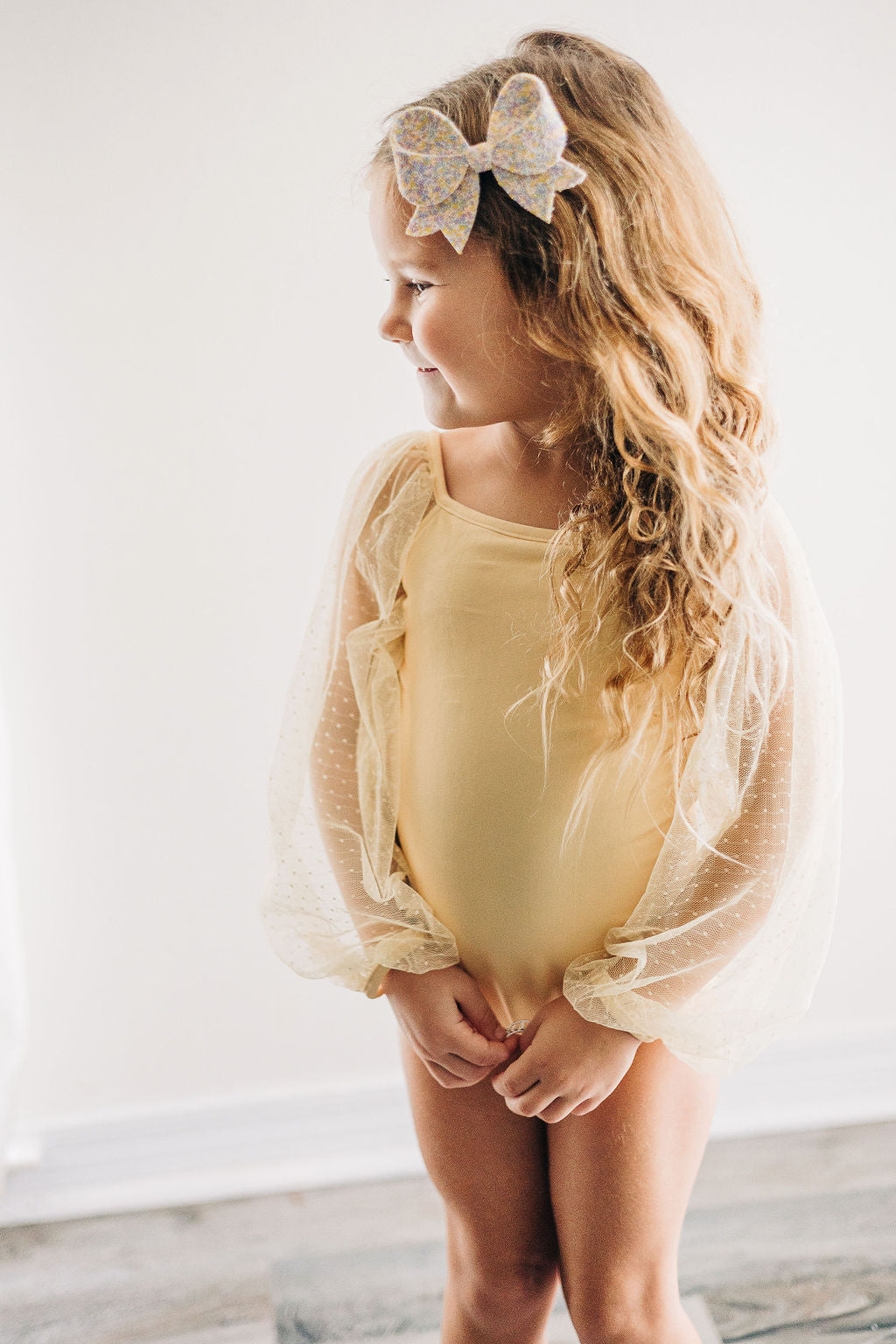 Mesh Long Sleeve Leotard - Sunshine