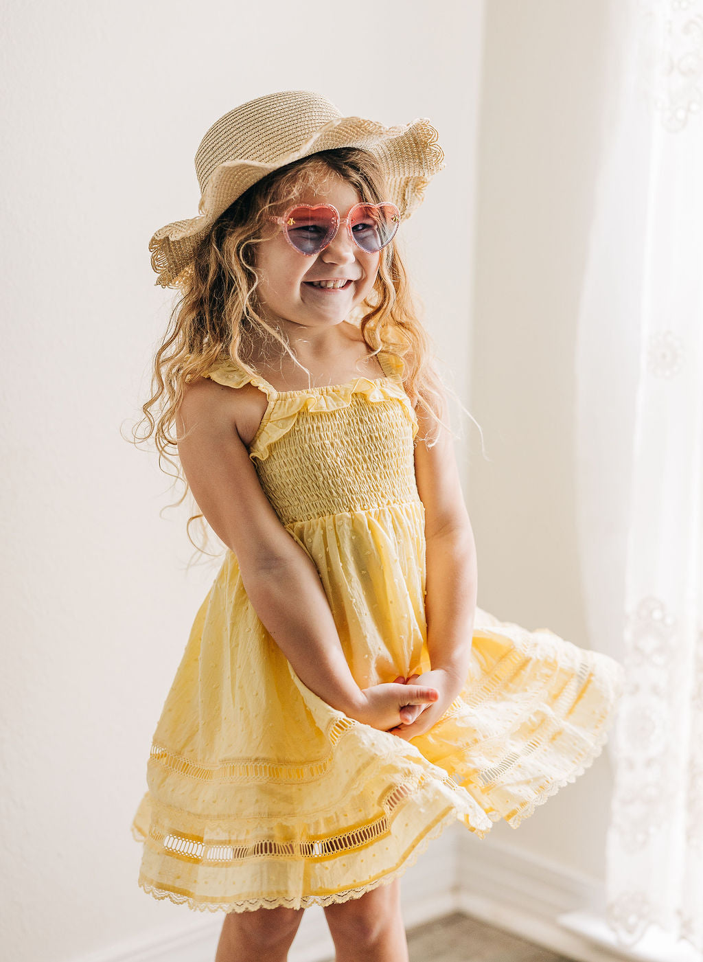 Ura Clip Dot Dress - Safron