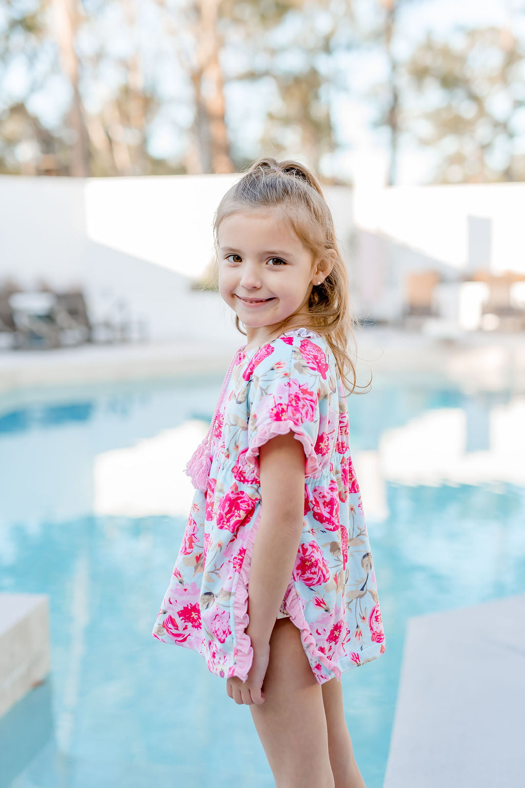 Ruffle Swim Cover - Poppy Petals