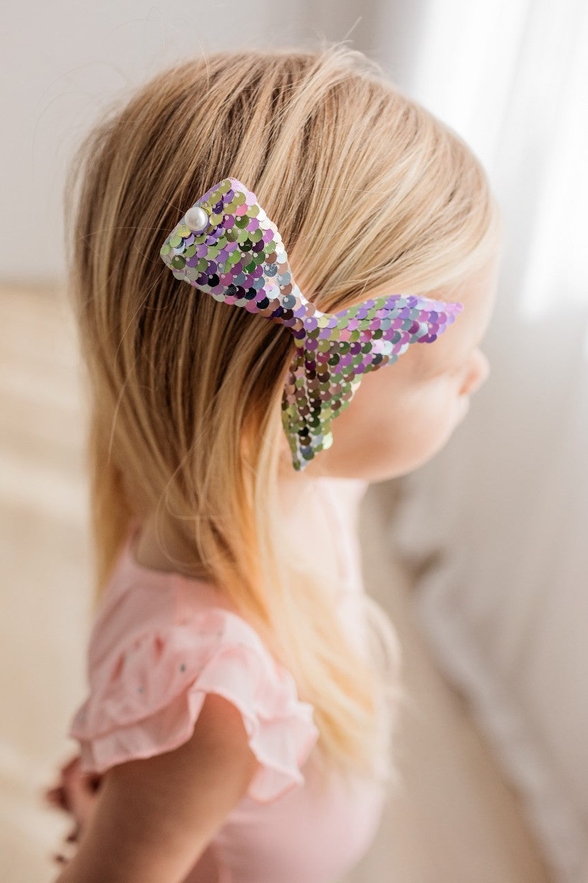 Sequin Hair Clip - Rainbow Mermaid Tail