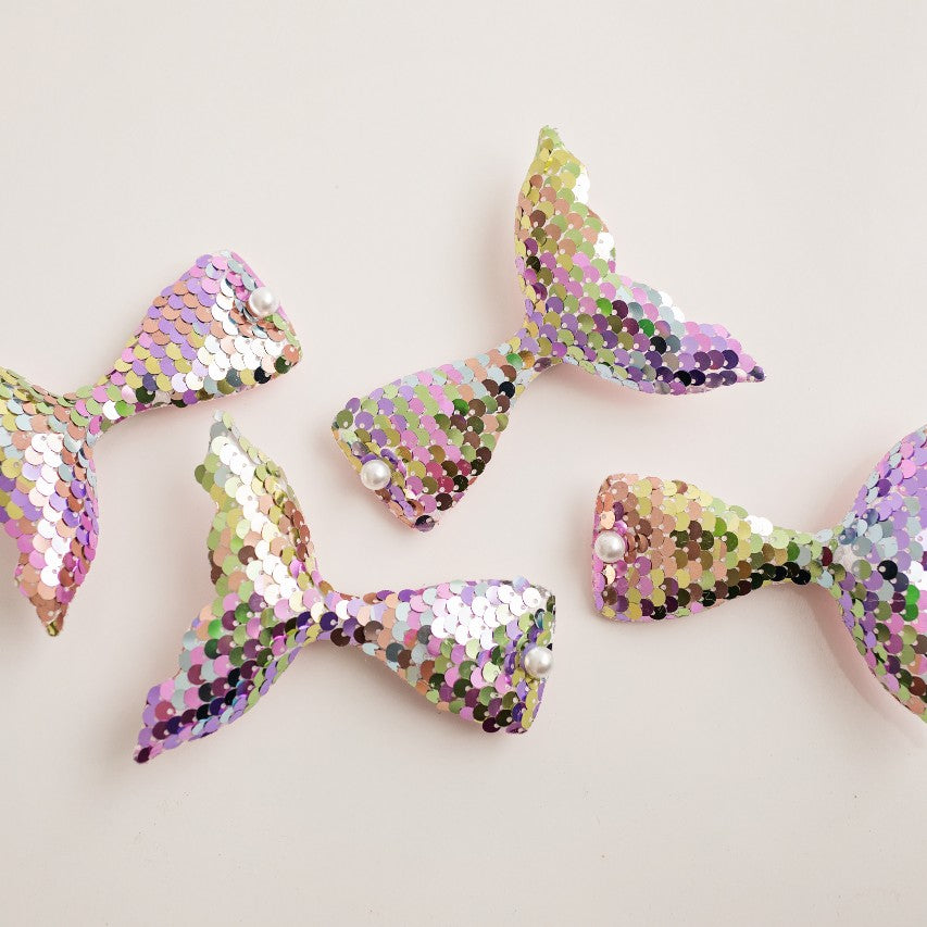 Sequin Hair Clip - Rainbow Mermaid Tail