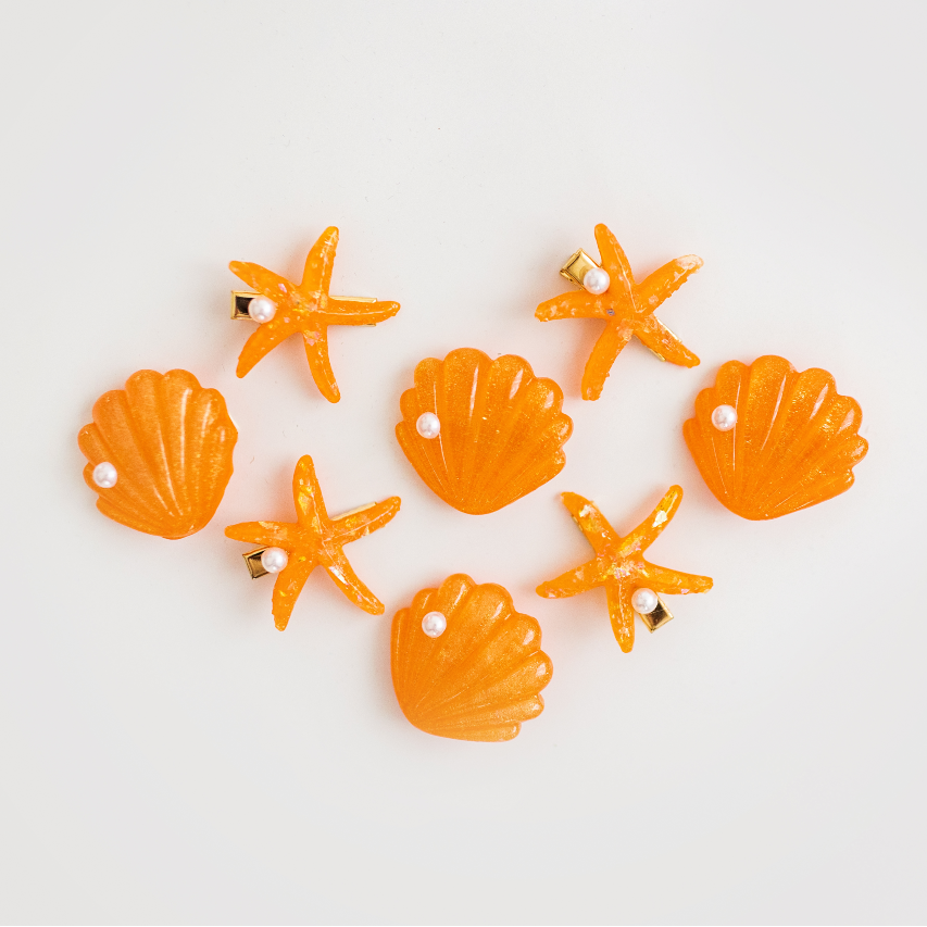 Hair Clip Set - Under the Sea - Orange