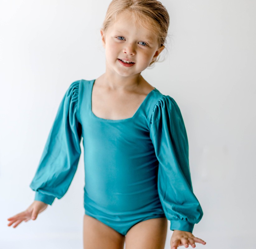 Puff Sleeve Leotard - Peacock