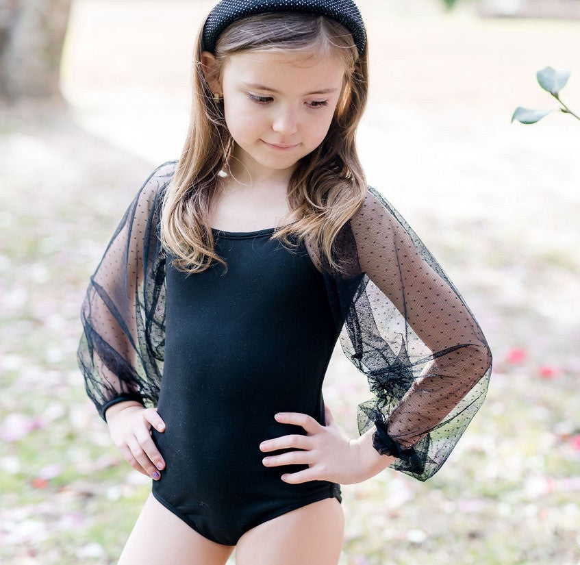 Mesh Leotard - Black Onyx (Long Sleeve)