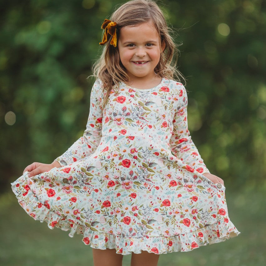 Elara Ribbed Knit Dress - Cottage Red