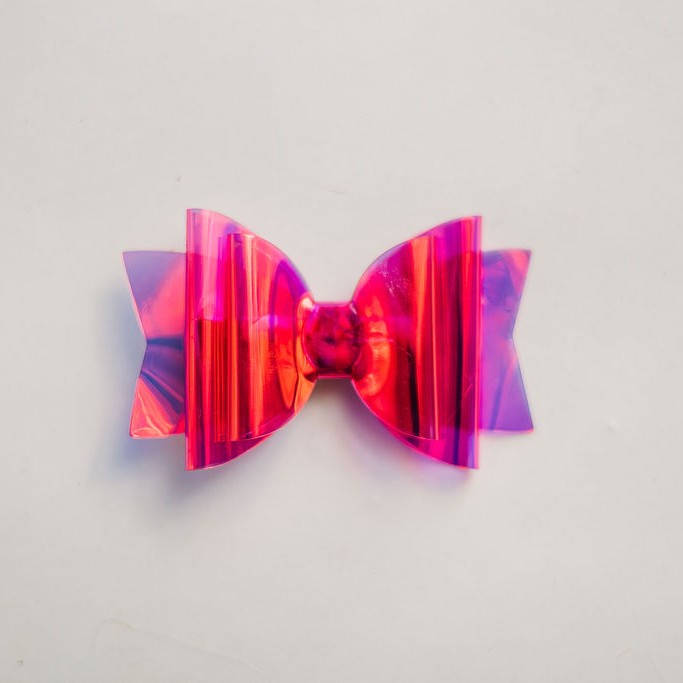 Waterproof Hair Clip - Pink Metallic Bow