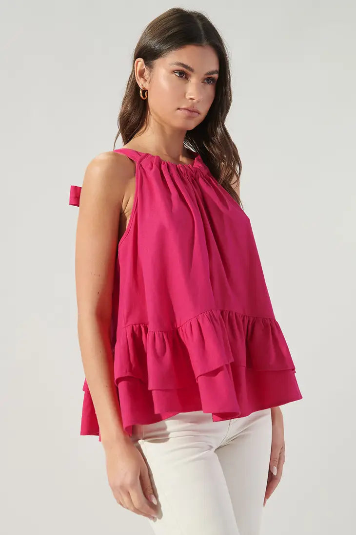 Women's Sugarlips Lizette Tie Back Trapeze Top | Fuschia