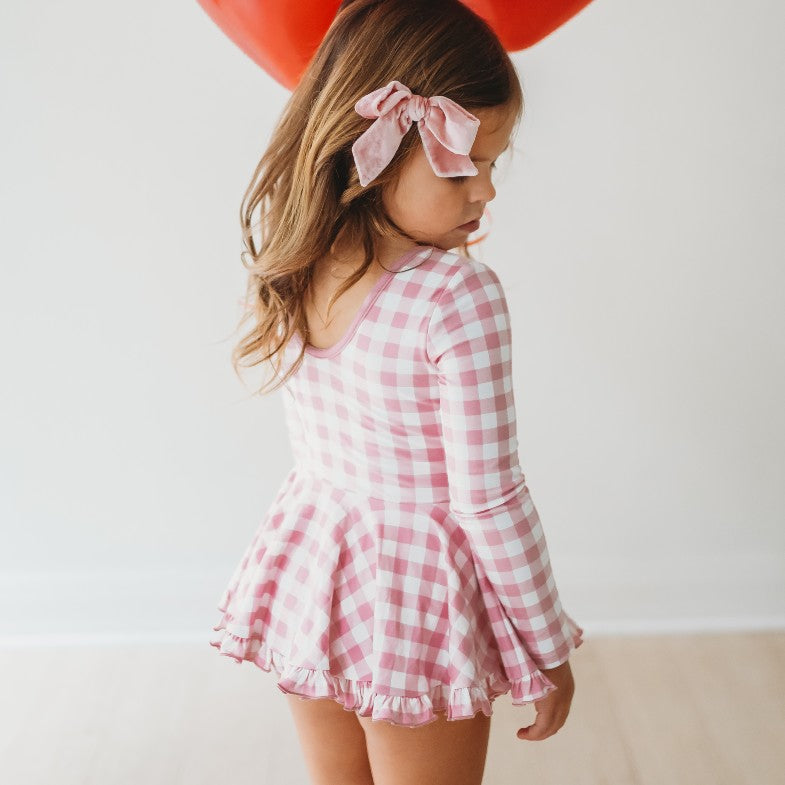 Farrah Leotard - Blush Gingham (Final Sale)
