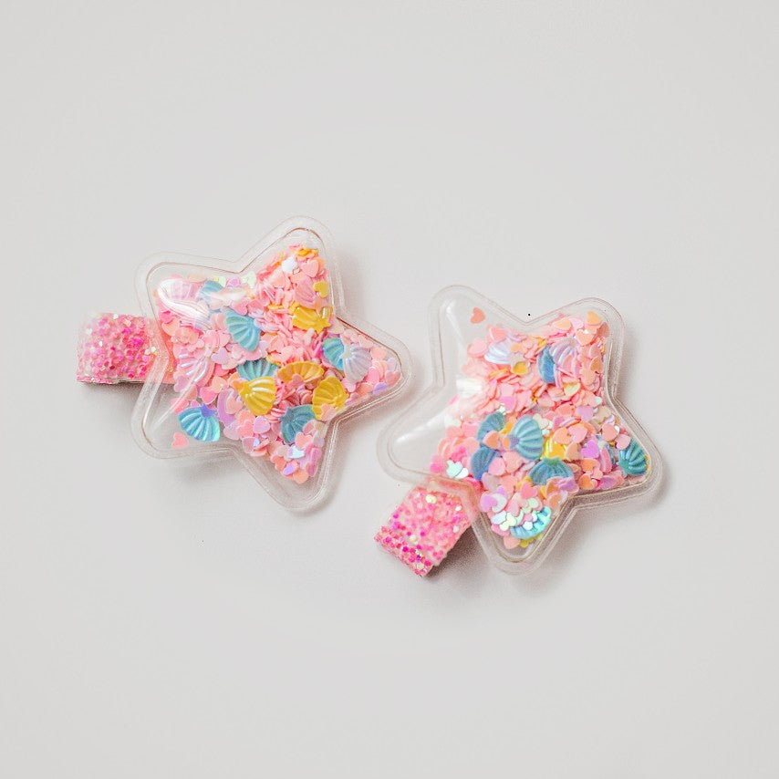 Shaker Hair Clip Set - Pink Star