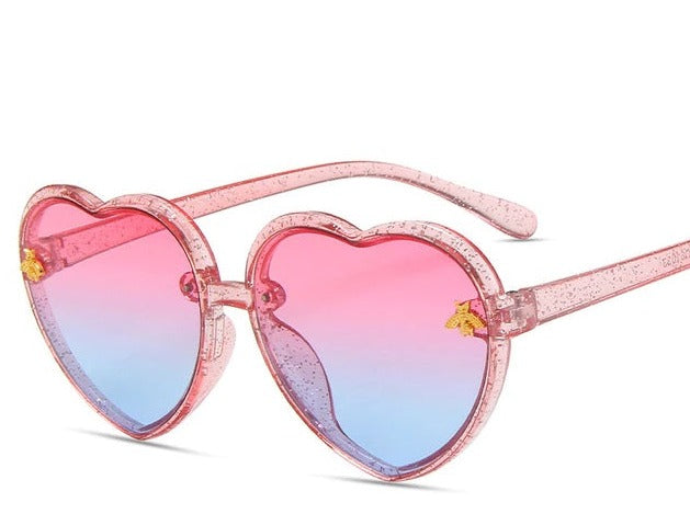 Heart Sunglasses - Pink Glitter