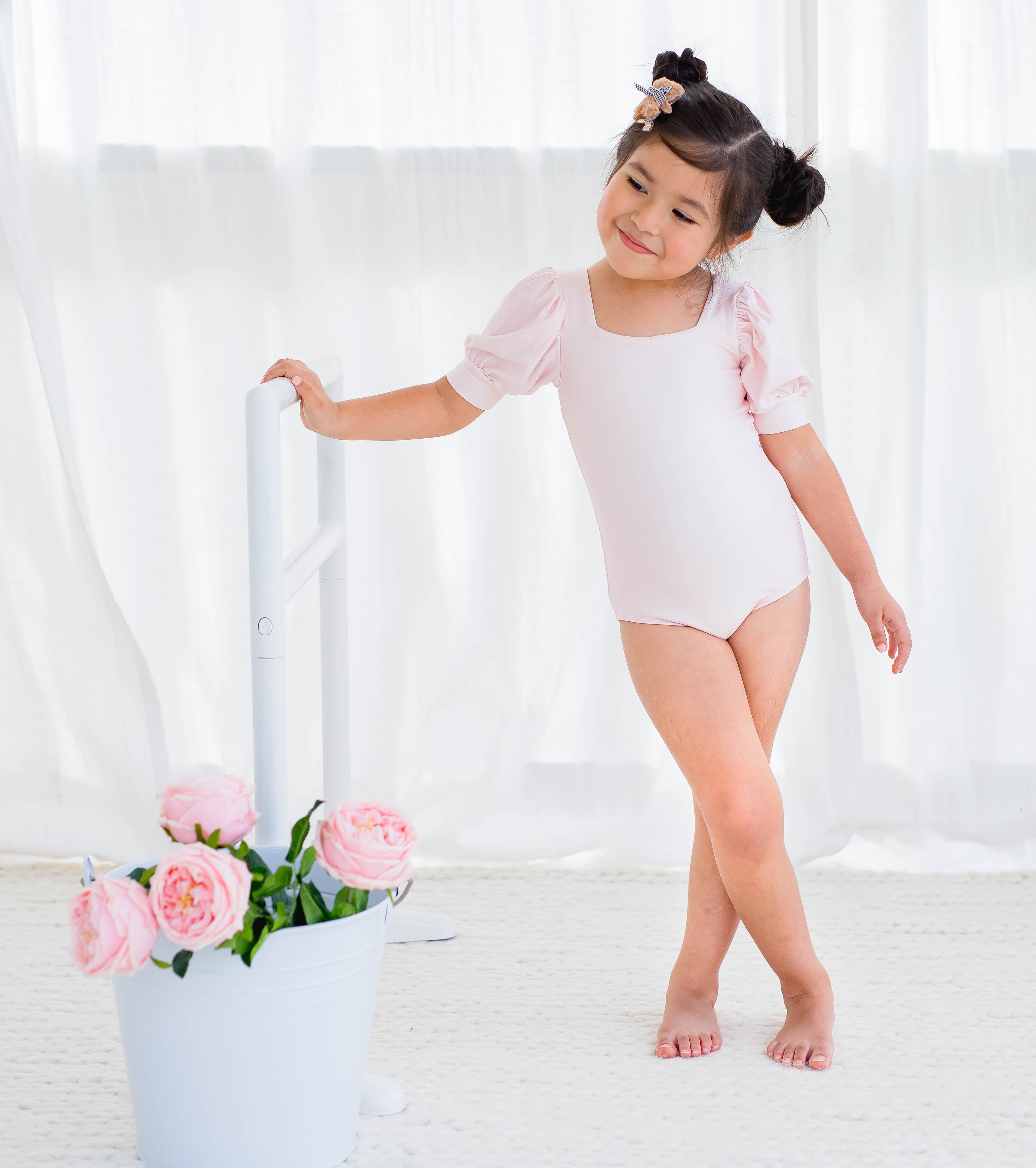 Puff Sleeve Leotard - Pink Bliss